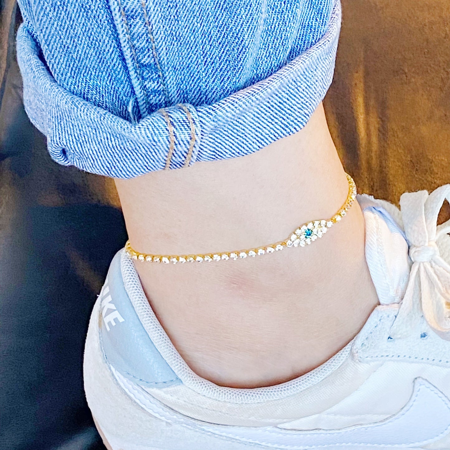 Sparkle Evil Eye Anklet by Ellisonyoung.com