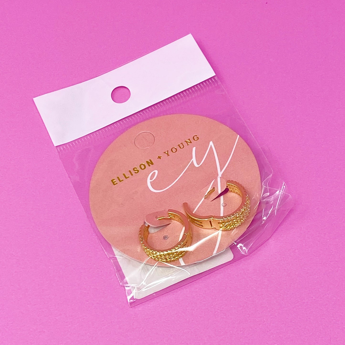 Triple Shine Huggie Earrings by Ellisonyoung.com