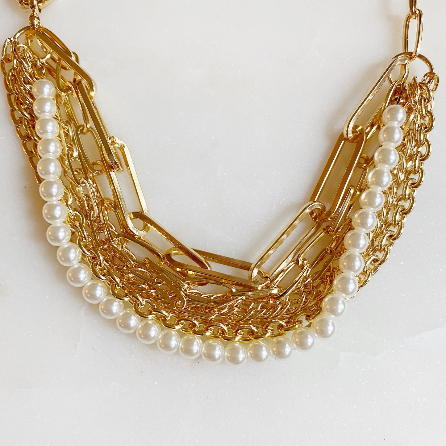 Multi Chain & Pearl Bracelet by Ellisonyoung.com
