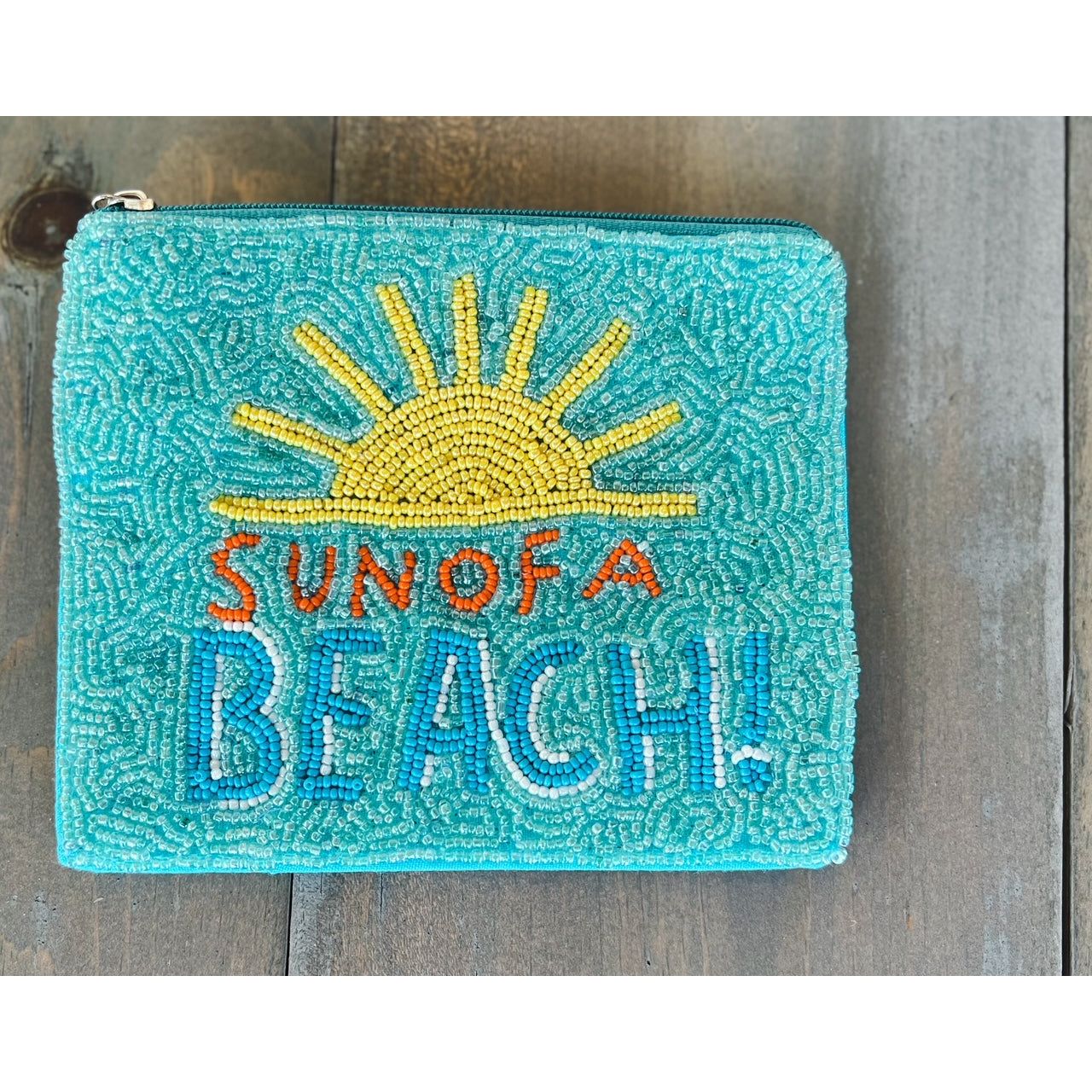 Sun of a Beach Seed Beaded Coin Purse by OBX Prep