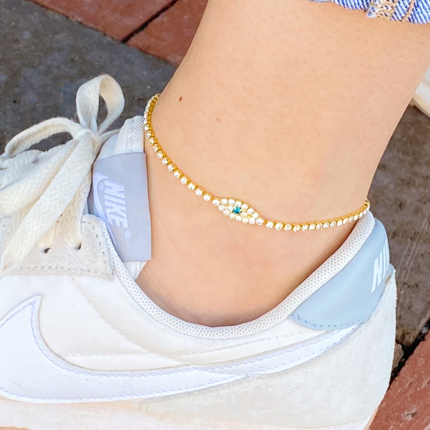 Sparkle Evil Eye Anklet by Ellisonyoung.com