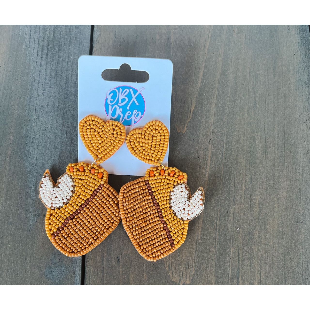 Pumpkin Pie Slice Seed Bead Dangle Earrings by OBX Prep