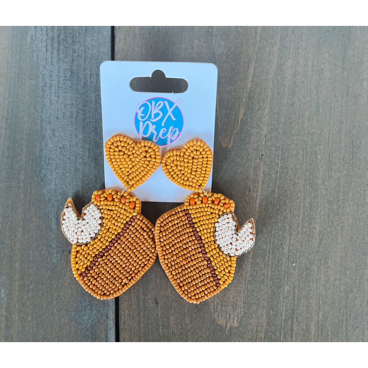 Pumpkin Pie Slice Seed Bead Dangle Earrings by OBX Prep