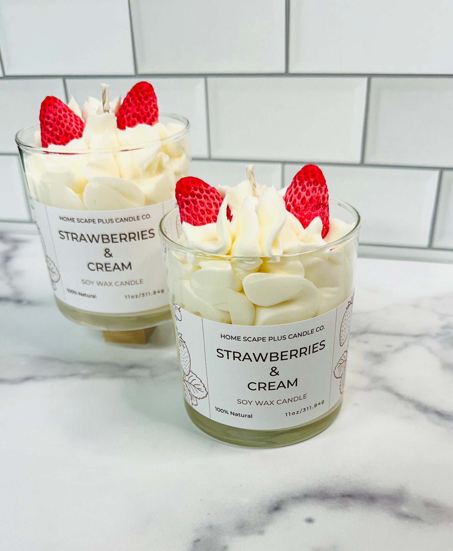 Soy Wax Candle Strawberries & Cream by Home Scape Plus