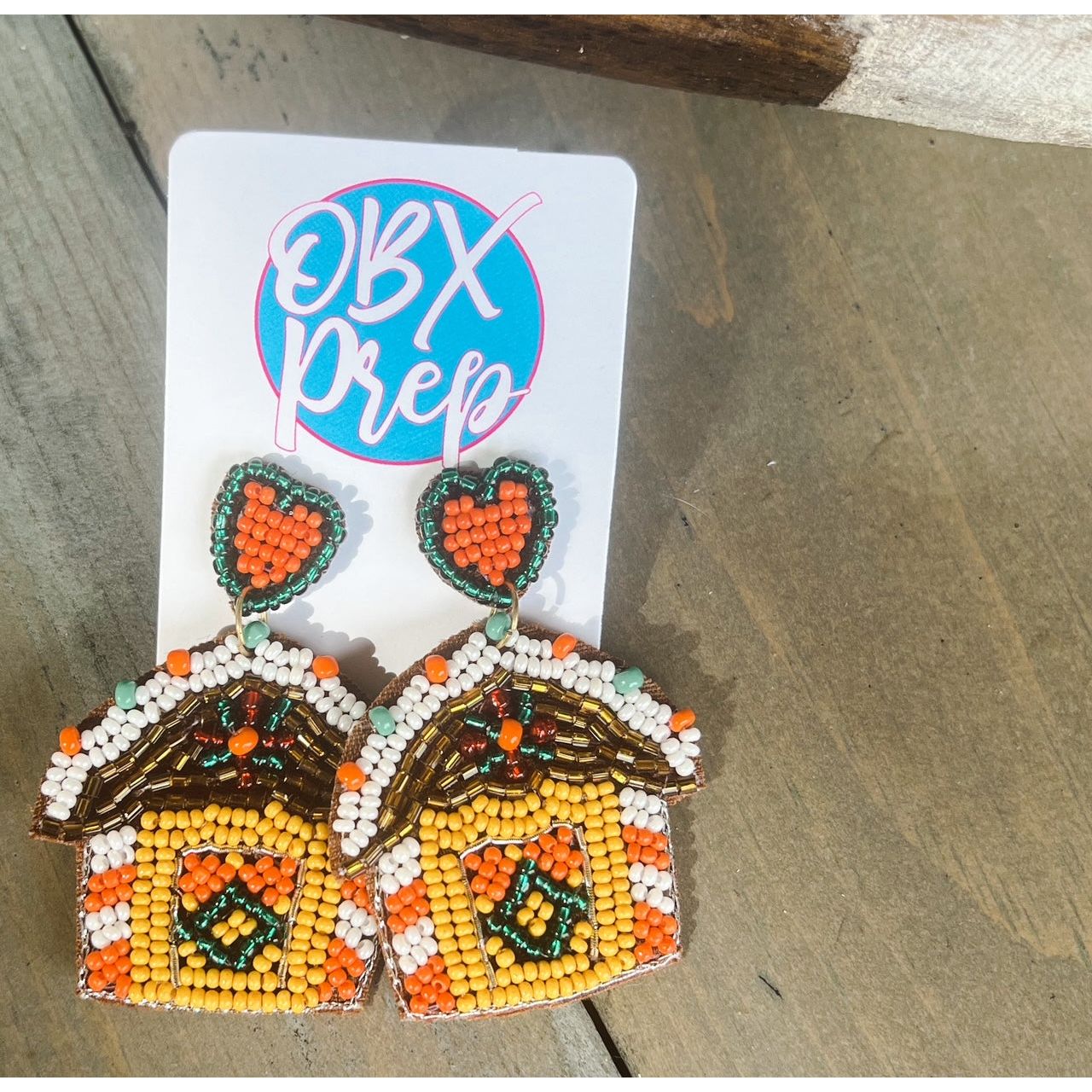 Gingerbread House Beaded Earrings