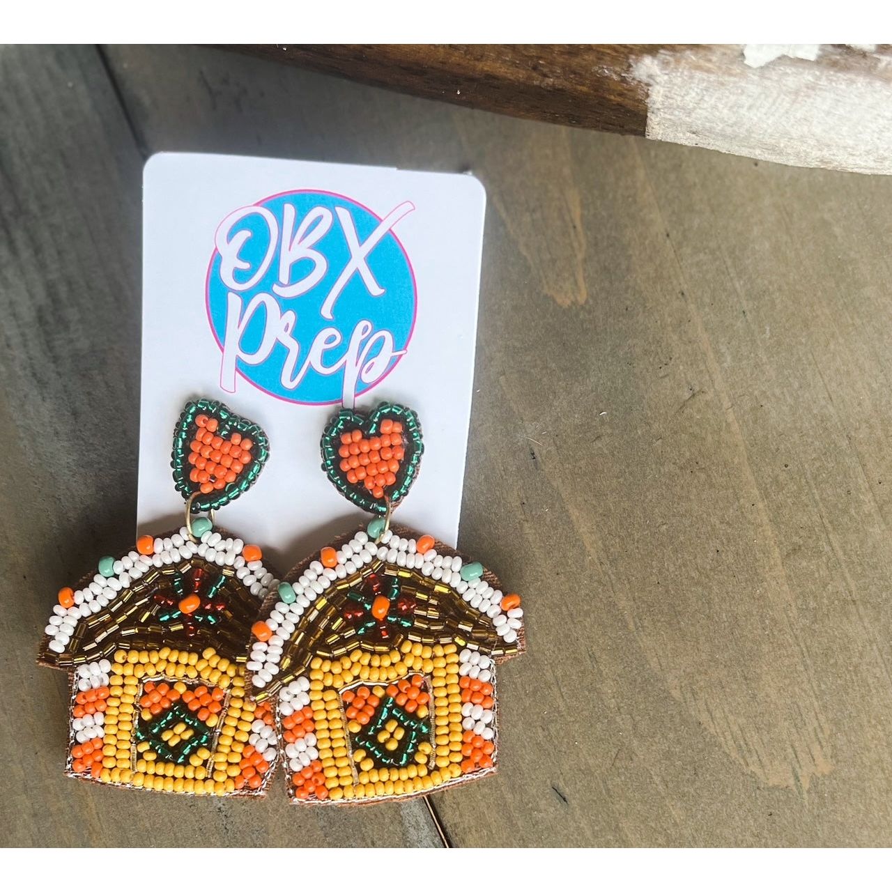 Gingerbread House Beaded Earrings