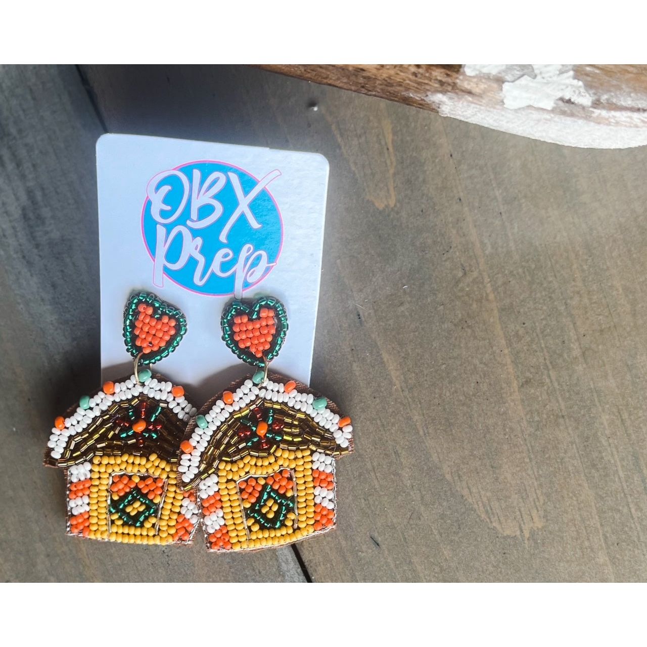 Gingerbread House Beaded Earrings