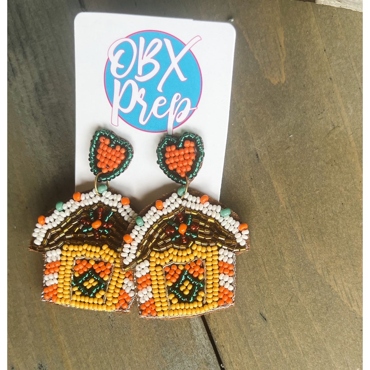 Gingerbread House Beaded Earrings
