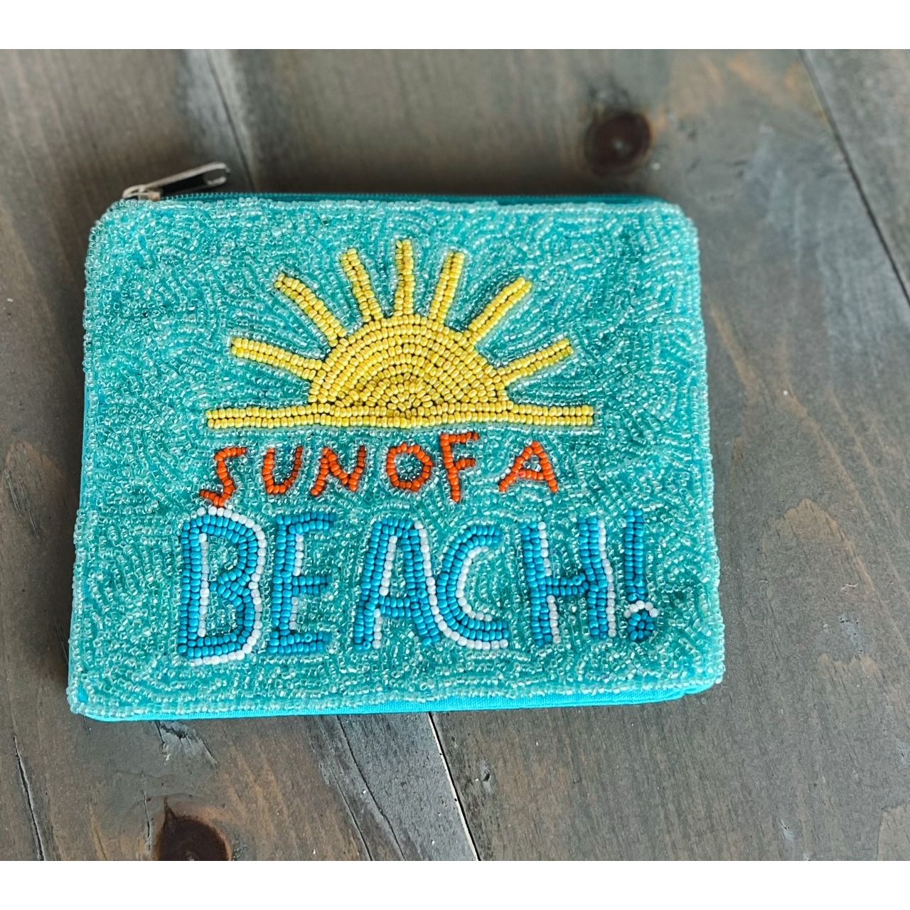 Sun of a Beach Seed Beaded Coin Purse by OBX Prep